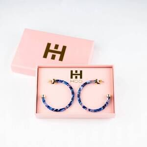NEW HOO HOOPS women's lightweight statement earrings in blue skies
